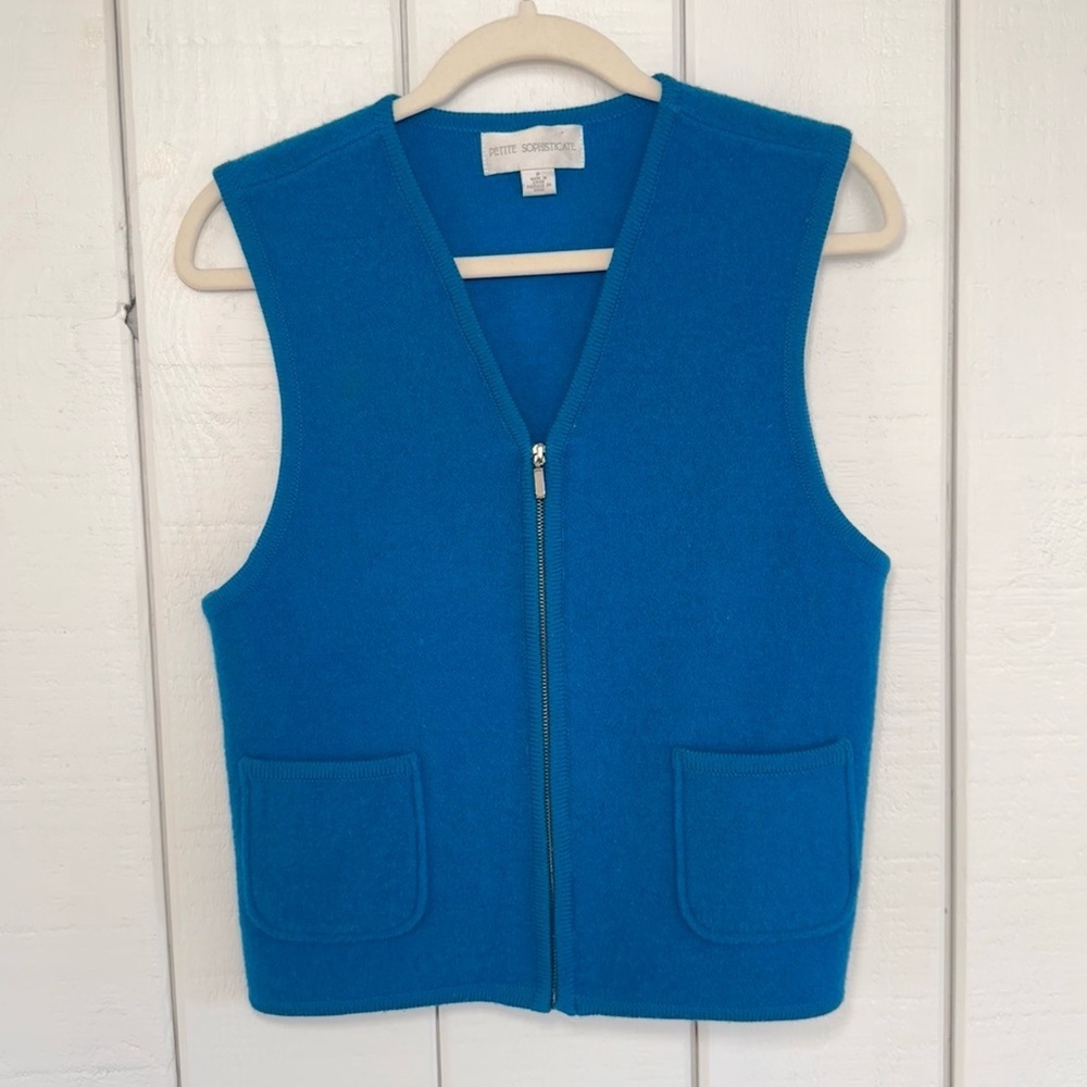 Vintage Petite Sophisticate Blue Wool Vest